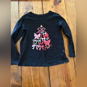 GAP Black Long Sleeve Tee with Pink, Red & Gold Bow Tree